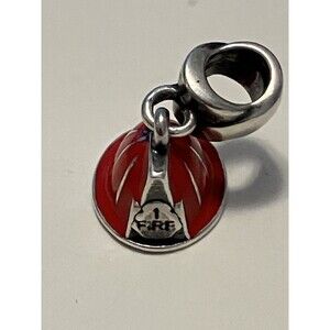 Firefighter Red Hat Bracelet Charm MA Italy Michael Anthony Silver Enamel